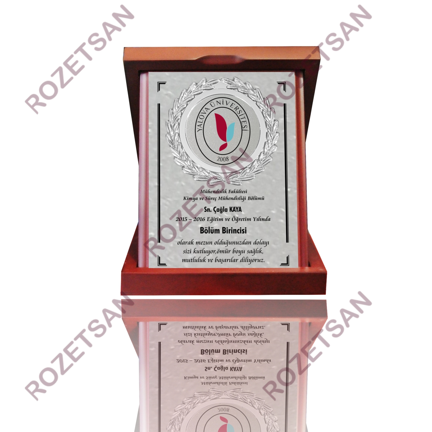 Gümüş Fasetli Ahşap Plaket